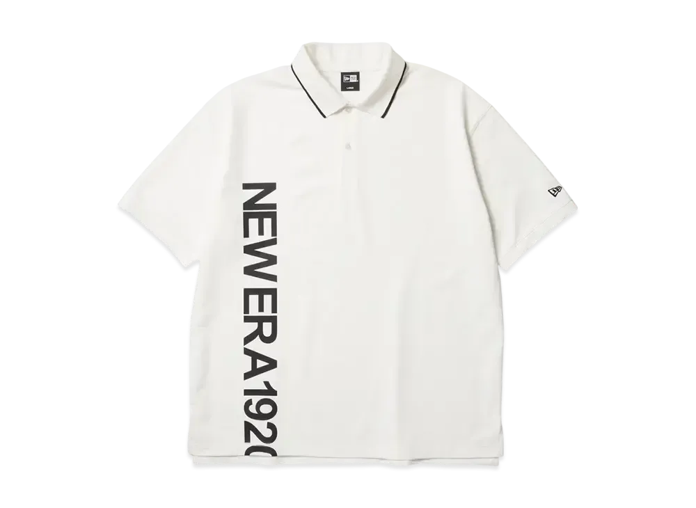 NEW ERA Short Sleeve Oversized Polo Shirt Vertical Logo "Off White"