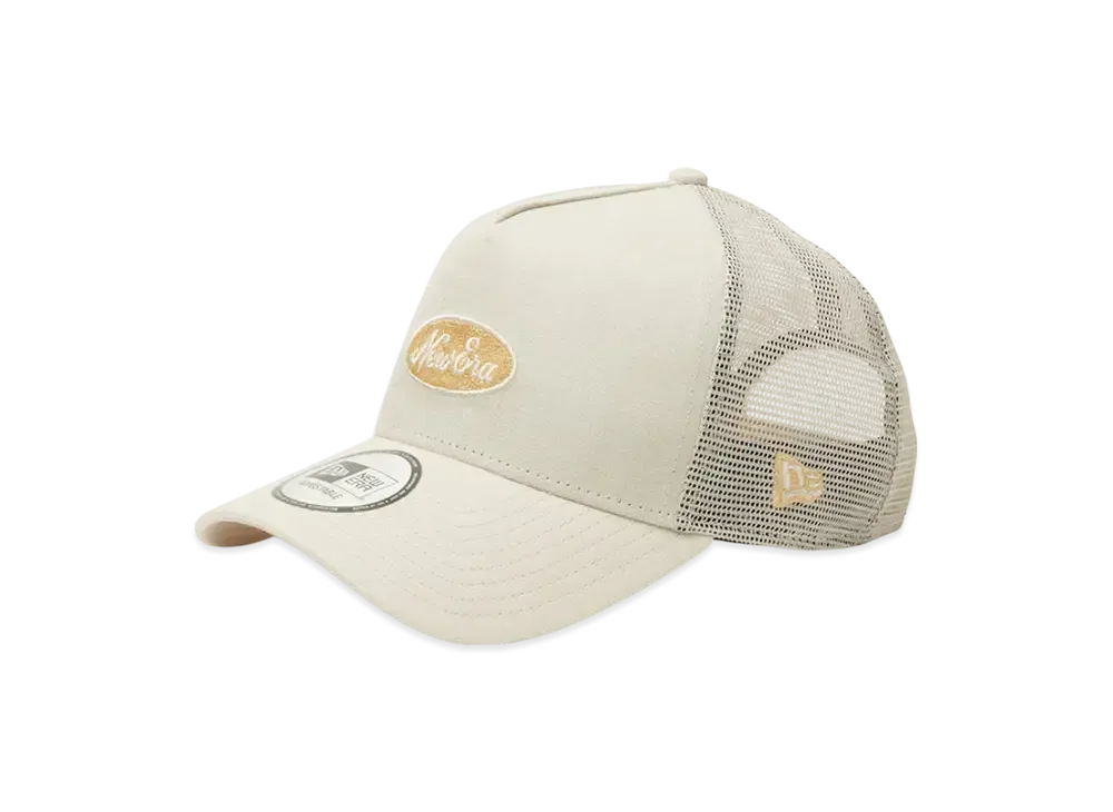 NEW ERA 9Forty A-Frame Tracker Cotton Flax Oval Logo "Light Beige"