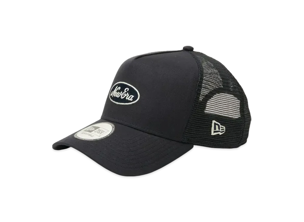 NEW ERA 9Forty A-Frame Tracker Cotton Flax Oval Logo "Dark Navy"