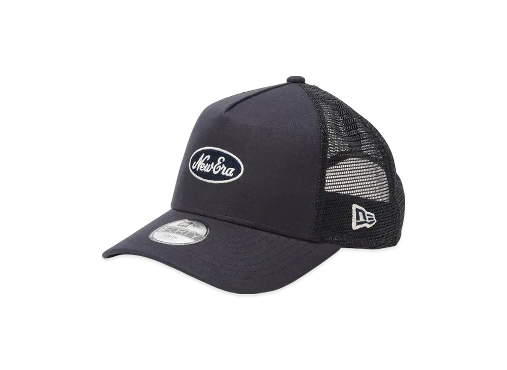 NEW ERA Youth 9Forty A-Frame Tracker Cotton Flax Oval Logo "Dark Navy"