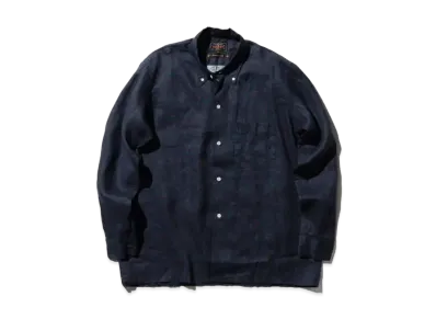 BEAMS Open B.D. Linen Print "Navy"