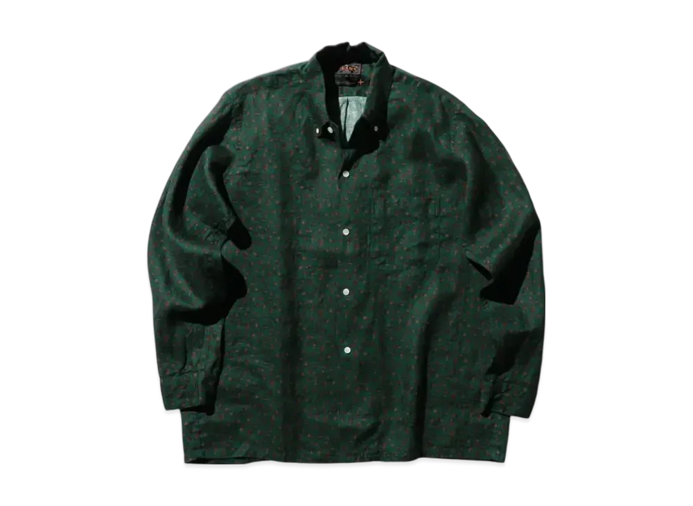 BEAMS Open B.D. Linen Print "Green"