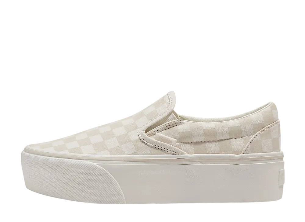 Vans Classic Slip-On Stackform Checkerboard "Marshmallow/Turtledove Beige"