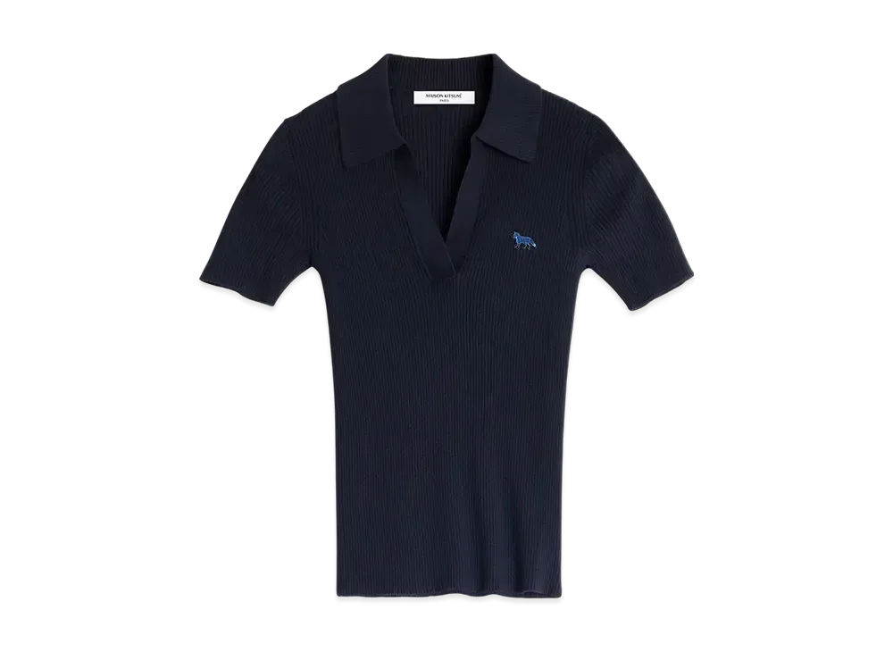Maison Kitsune Baby Fox Patch Fine Rib Polo "Navy"
