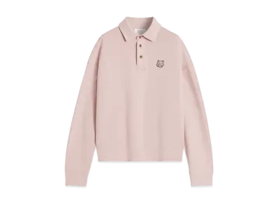 Maison Kitsune Bold Fox Head Fleece Oversize Polo Sweatshirt "Pink Clay"