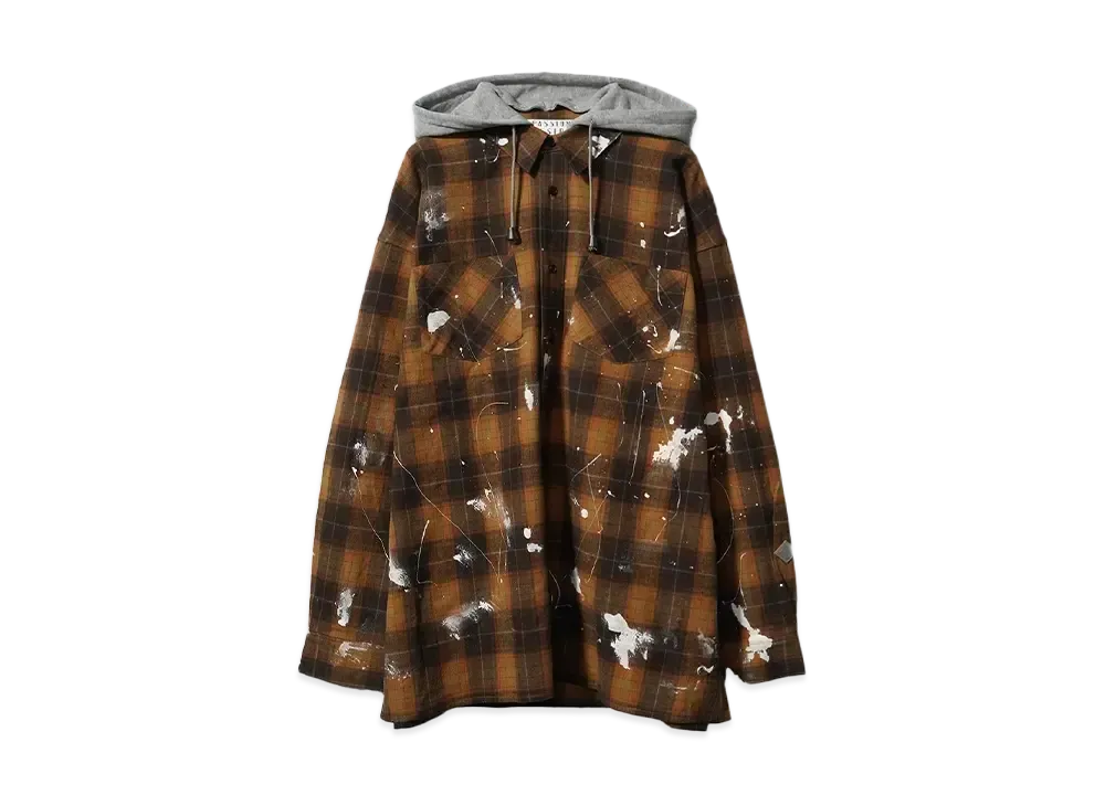 el conductorH TEENAGE HOODED FLANNEL SHIRT "BROWN"