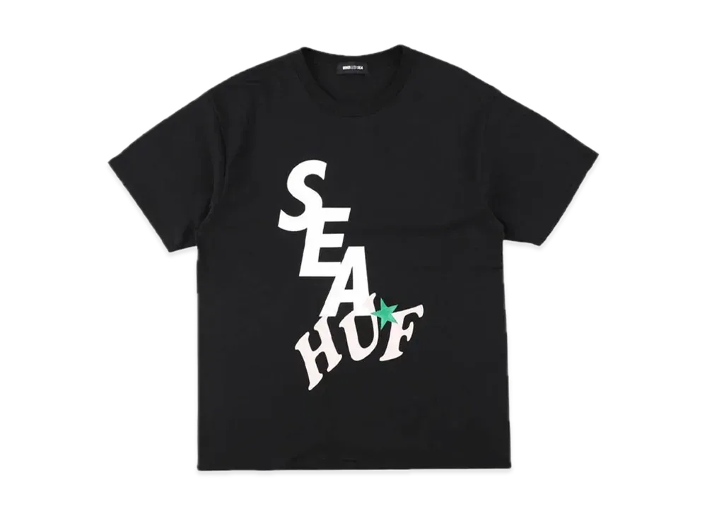 HUF x WIND AND SEA Solid And Tie Dye Tee "Black"