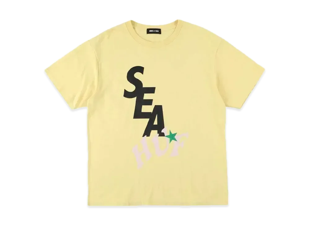 HUF x WIND AND SEA Solid And Tie Dye Tee "Yellow"