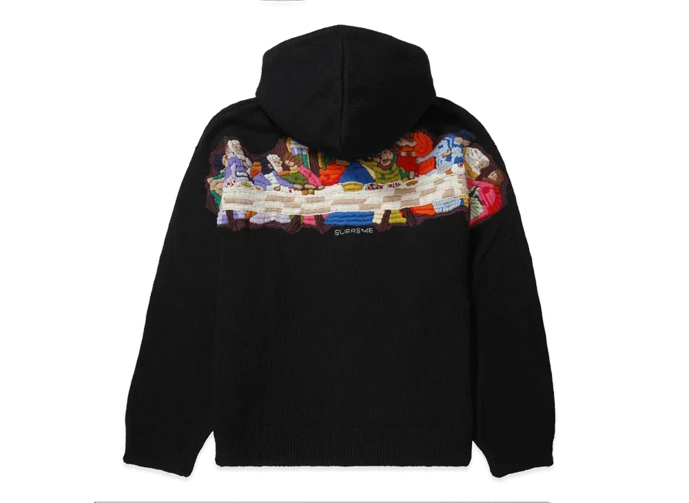 Supreme Last Supper Embroidered Zip Up Hooded Sweater