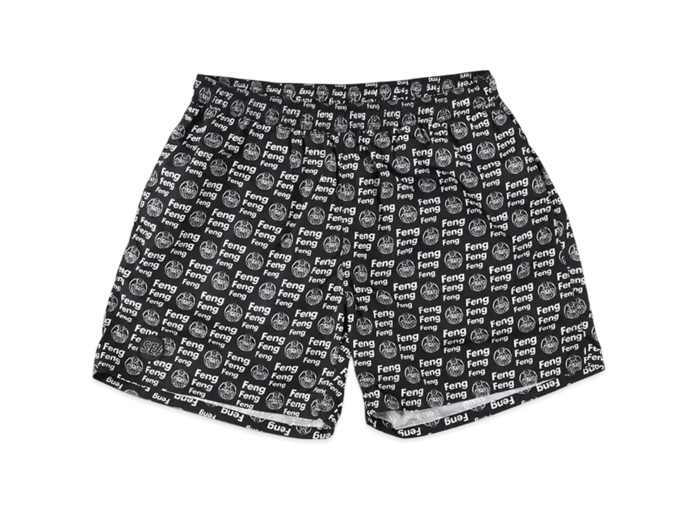 WIND AND SEA Feng-Pattern Beach Shorts "Black"