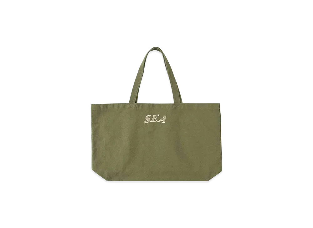 SAINT MXXXXXX x WIND AND SEA Circle EMB Tote Bag "Olive"