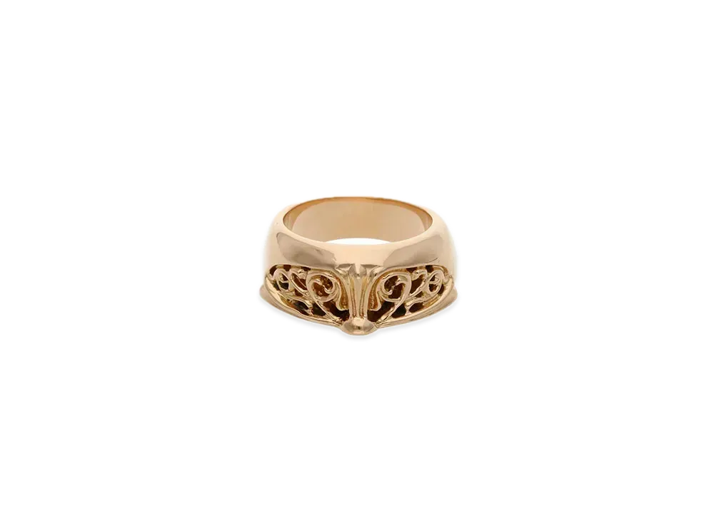 Chrome Hearts 22K Half Classic Oval Cross Ring "Yellow Gold"