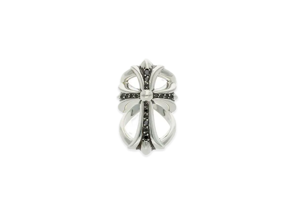 Chrome Hearts Infinity CH Cross Pave Black Diamond Ring "Silver"