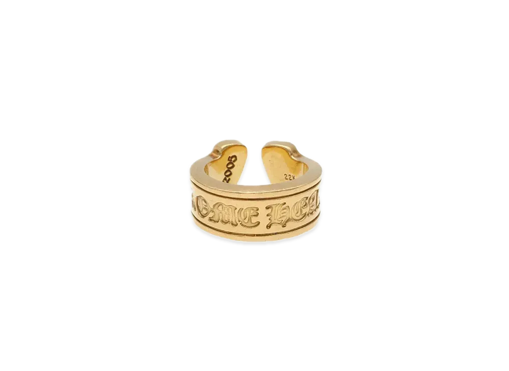 Chrome Hearts 22K Large Scroll Label Ring "Yellow Gold"