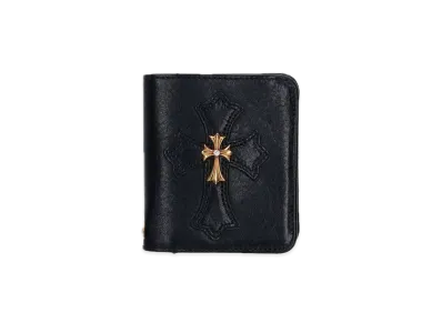 Chrome Hearts 22K Tiny CH Cross 1 Diamond Leather Wallet "Black/Yellow Gold"