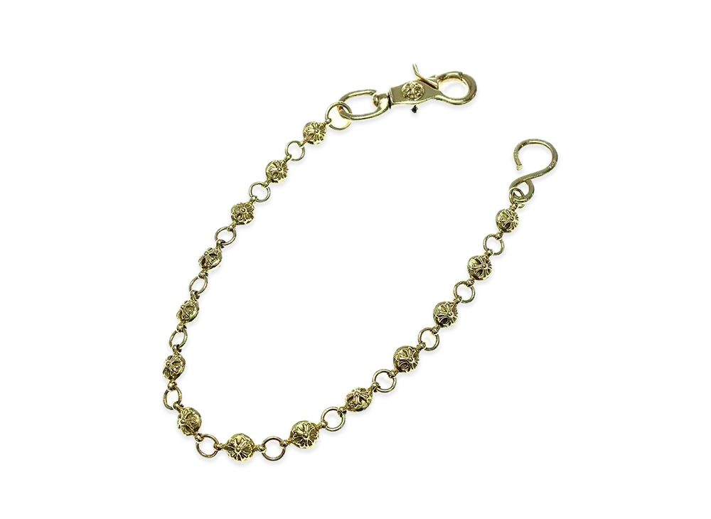 Chrome Hearts 22K Cross Ball #2 Wallet Chain Short "Yellow Gold"