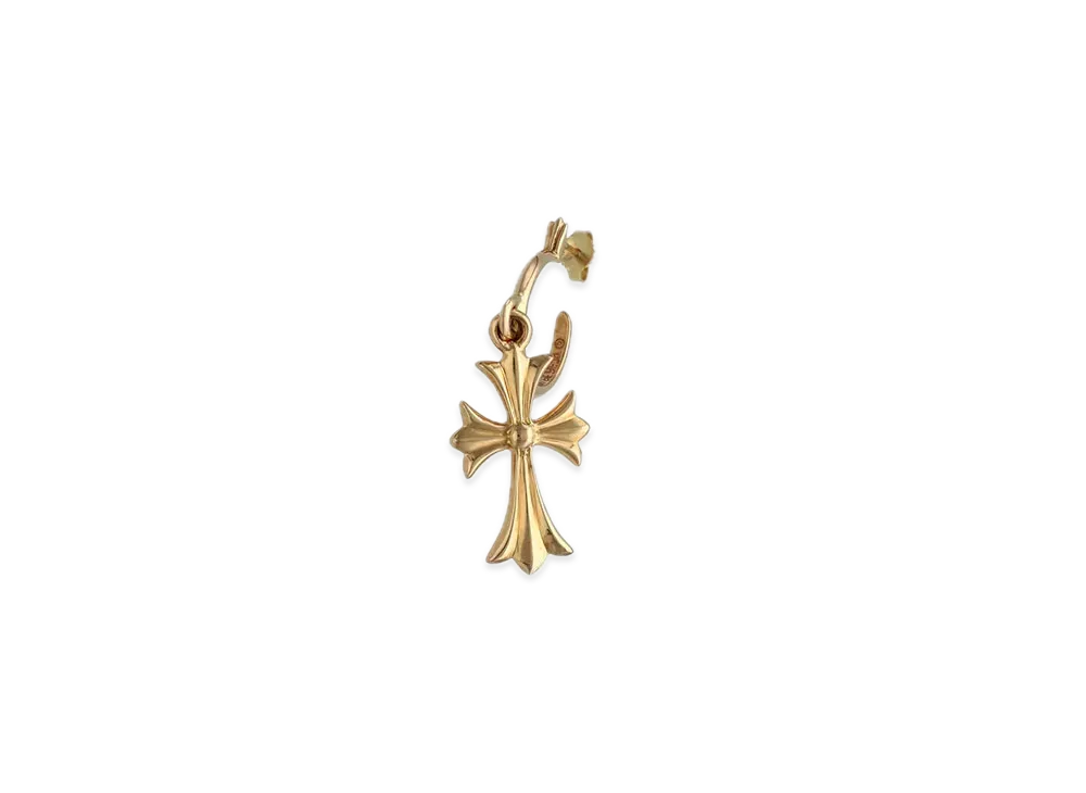 Chrome Hearts 22k Tiny CH Cross Hoop Earrings "Yellow Gold"