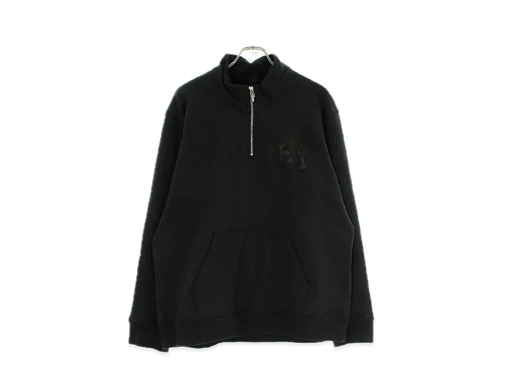 クロムハーツ ワイノット ラベル付きクロスパッチ ハーフジップスウェット "ダークグレー"