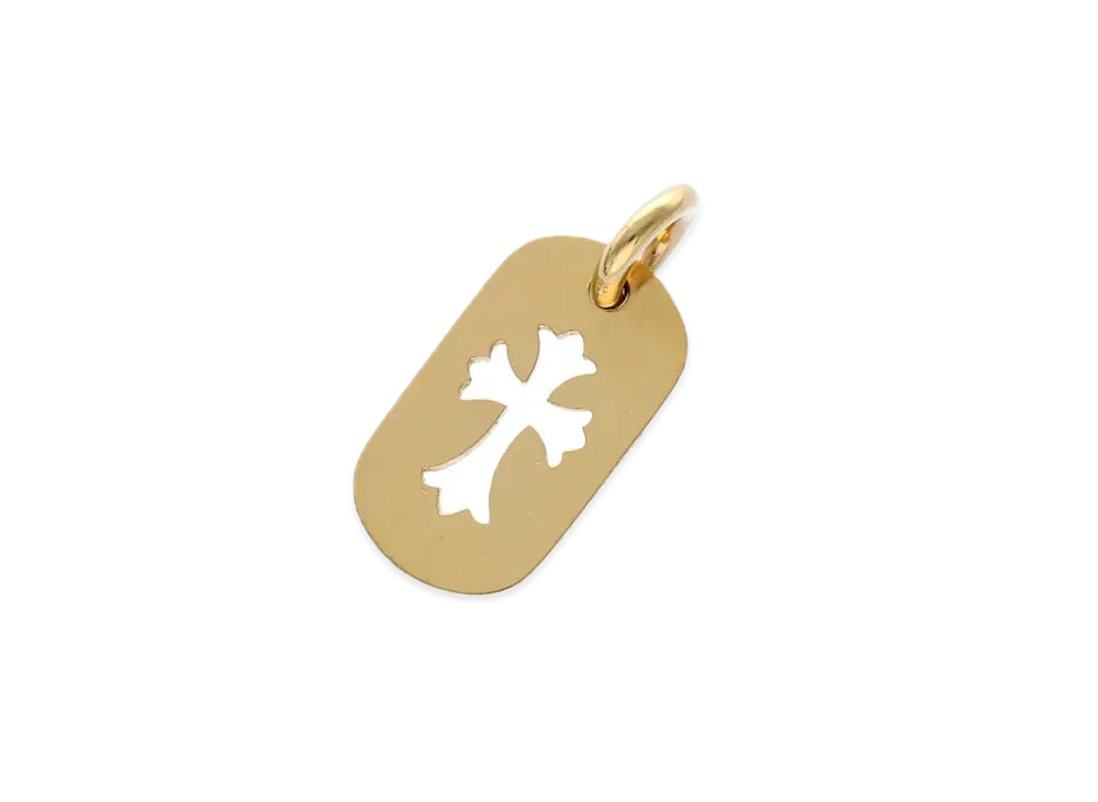 Chrome Hearts 22K Small Cut Out Cross Dog Tag "Yellow Gold"