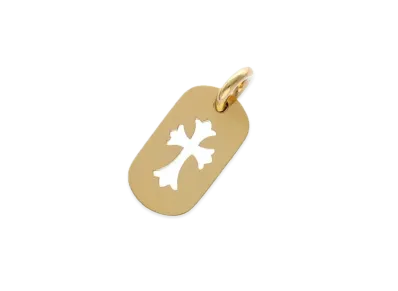 Chrome Hearts 22K Small Cut Out Cross Dog Tag "Yellow Gold"