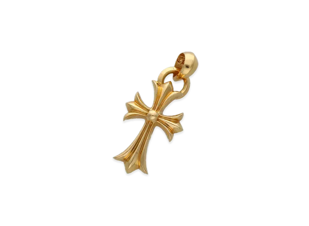 Chrome Hearts 22K Small CH Cross with Bale Pendant Necklace Top "Yellow Gold"