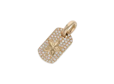 Chrome Hearts 22K Tiny Star Dog Tag Pave Diamond Charm "Yellow Gold"