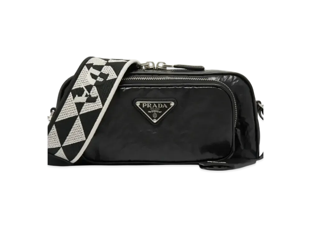 PRADA Nappa Antique Leather Multi Pocket Shoulder Bag "Black"