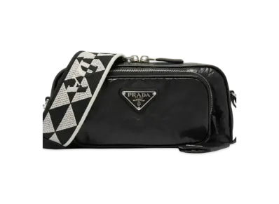 PRADA Nappa Antique Leather Multi Pocket Shoulder Bag "Black"