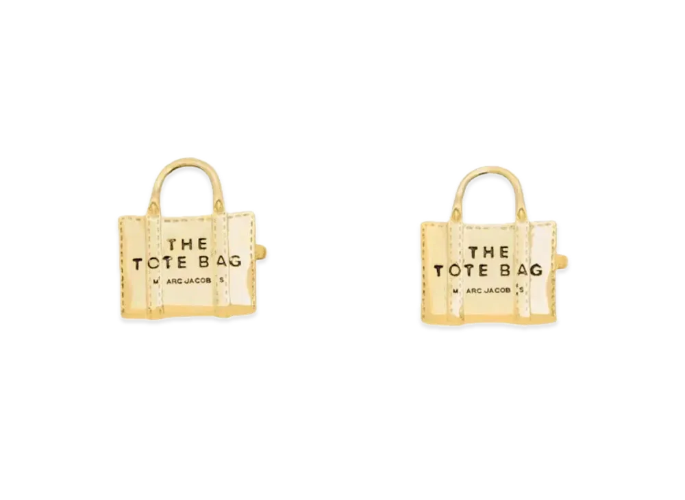 Marc Jacobs The Tote Bag Stud Earrings "Light Antique Gold"