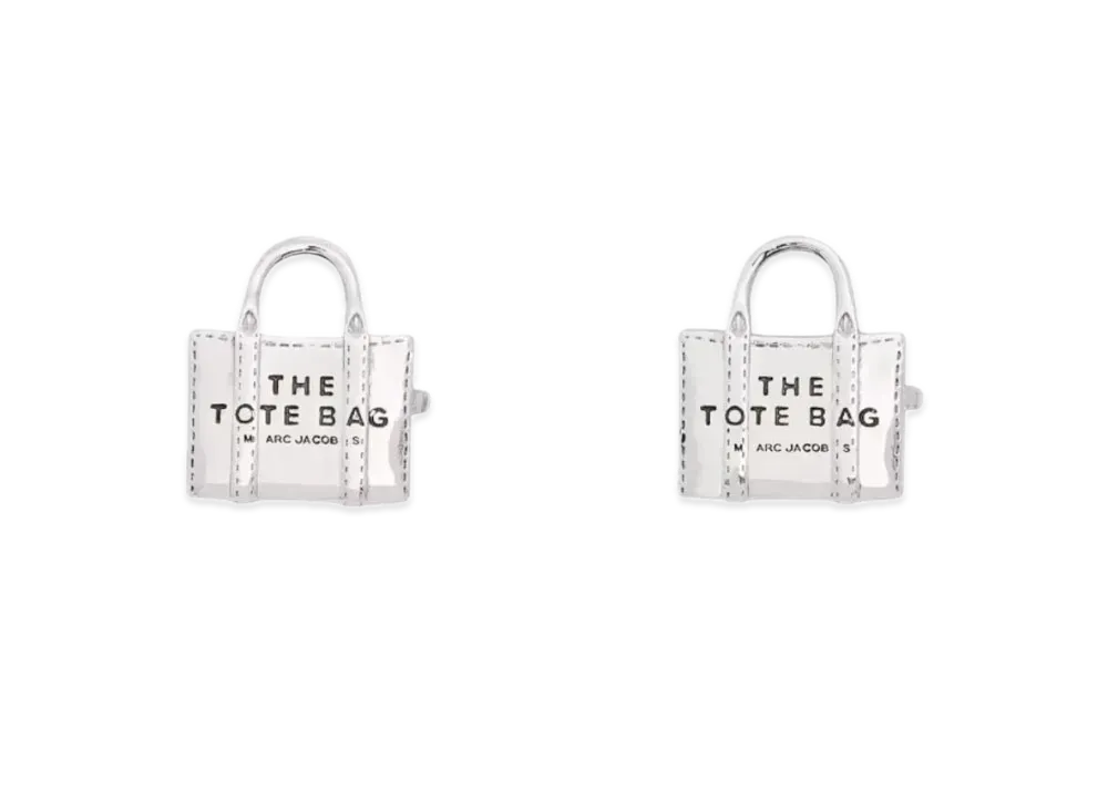 Marc Jacobs The Tote Bag Stud Earrings "Light Antique Silver"