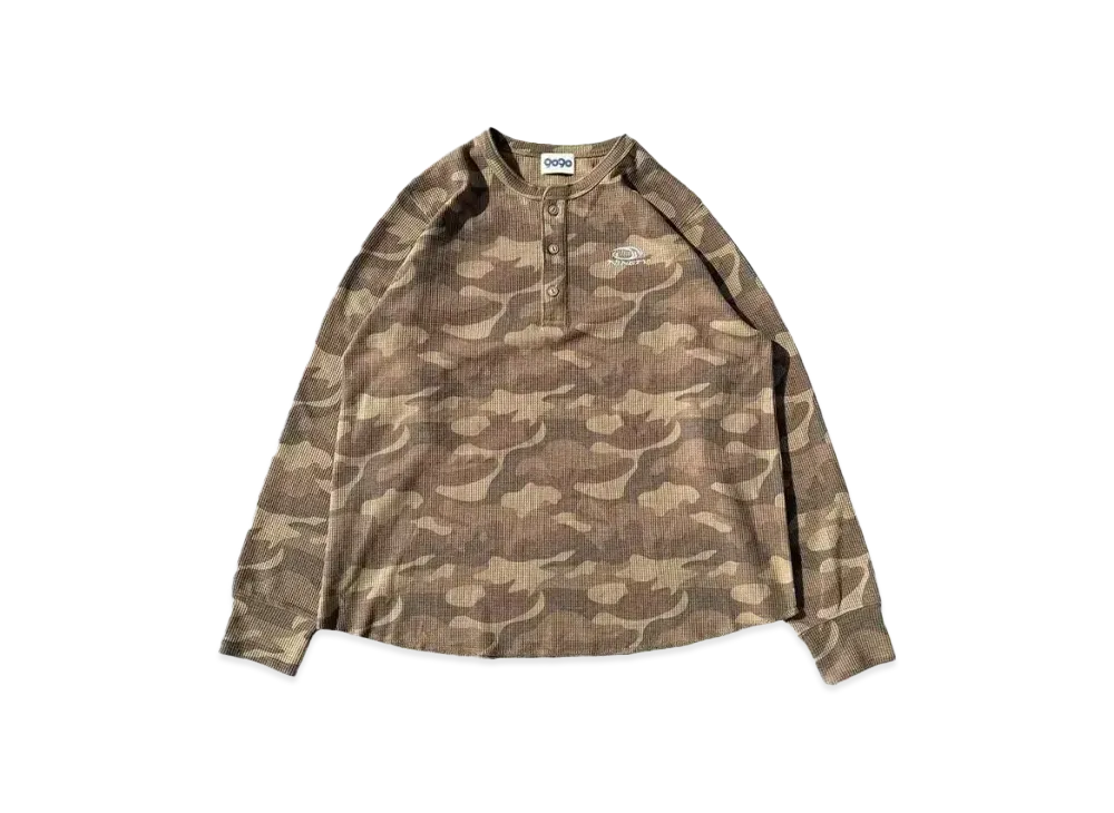9090 Camo Thermal Henry neck L/S Tee"GREEN CAMO"