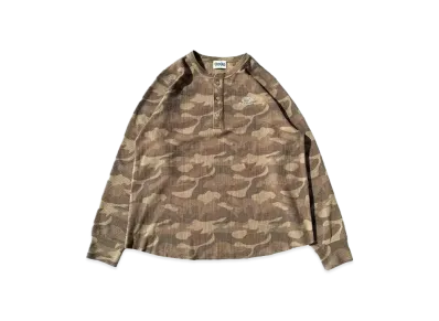 9090 Camo Thermal Henry neck L/S Tee"GREEN CAMO"
