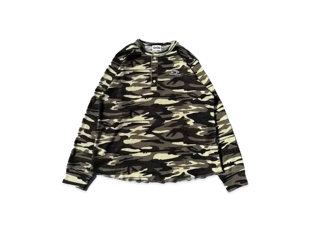 9090 Camo Thermal Henry neck L/S Tee"BEIGE CAMO"