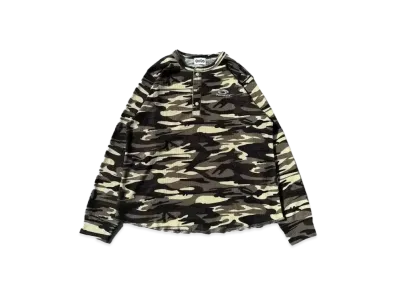 9090 Camo Thermal Henry neck L/S Tee"BEIGE CAMO"