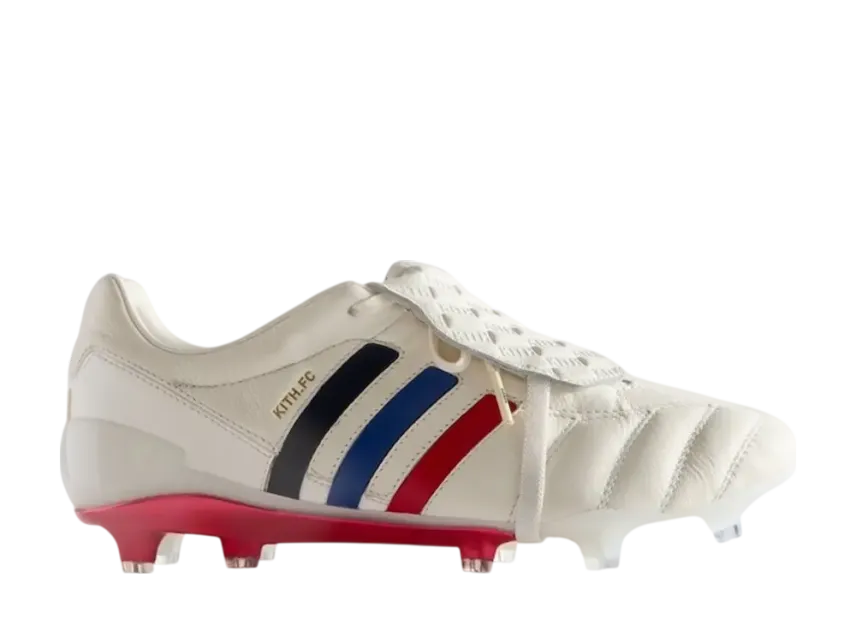 キス × アディダス プレデター マニア "ホワイト/ビビッドレッド/ロイヤルブルー"