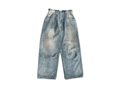 9090 King Logo Buggy Denim Pants "MAD LIGHT BLUE"