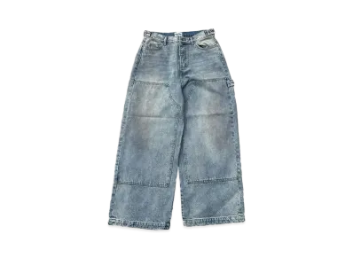 9090 King Logo Double Knee Buggy Pants "MAD LIGHT BLUE"