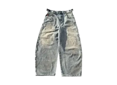 9090 King Logo Slub Denim Buggy Pants "LIGHT BLUE"