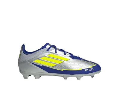 adidas GS Messi F50 Elite FG Cleats "Silver Metallic/Solar Yellow/Lucid Blue"