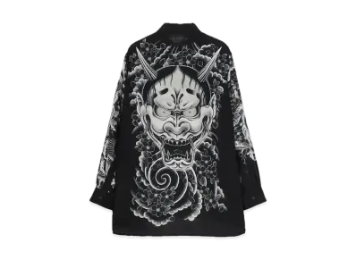 WILDSIDE Yohji Yamamoto x Ryu Ga Gotoku Studio Hannya Rayon Print Shirt "Black"