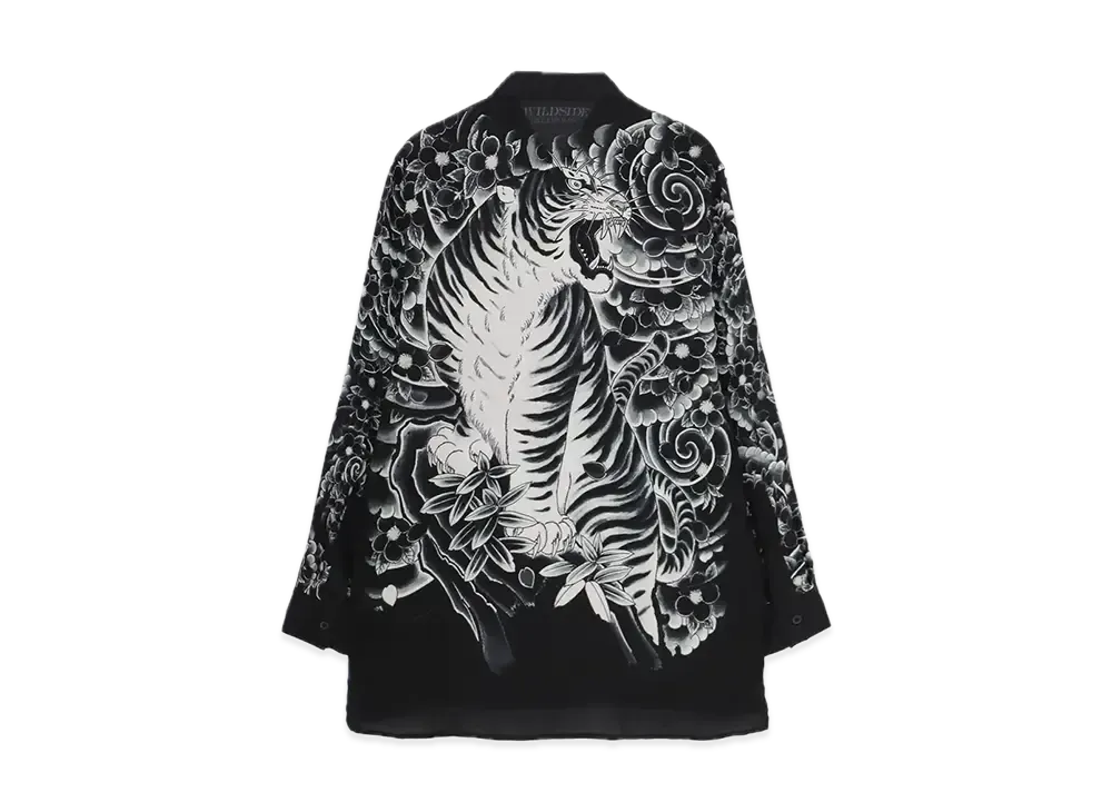 WILDSIDE Yohji Yamamoto x Ryu Ga Gotoku Studio Tora Rayon Print Shirt "Black"