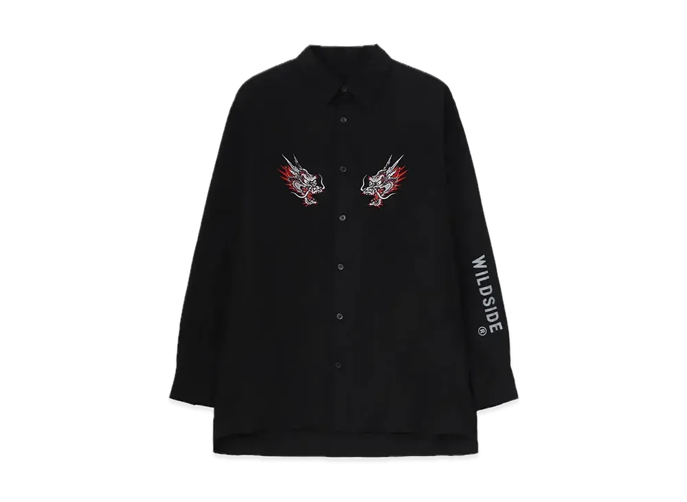 WILDSIDE Yohji Yamamoto x Ryu Ga Gotoku Studio Ryugyo Cotton Embroidery Shirt "Black"