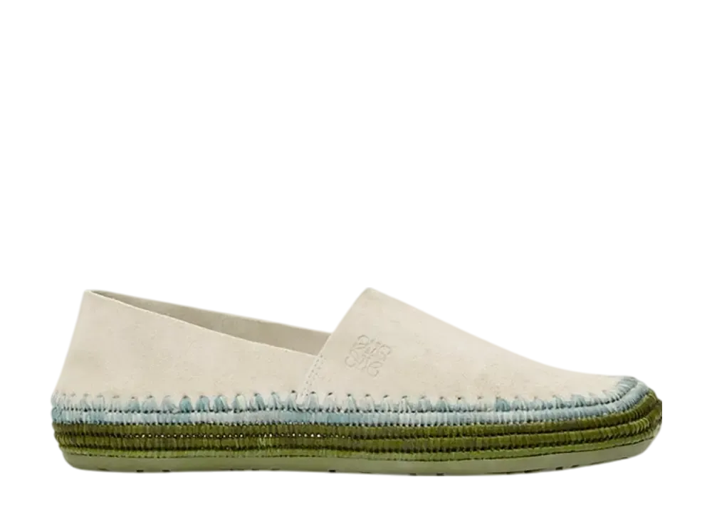 LOEWE Rio Slipper in Suede and Raffia 