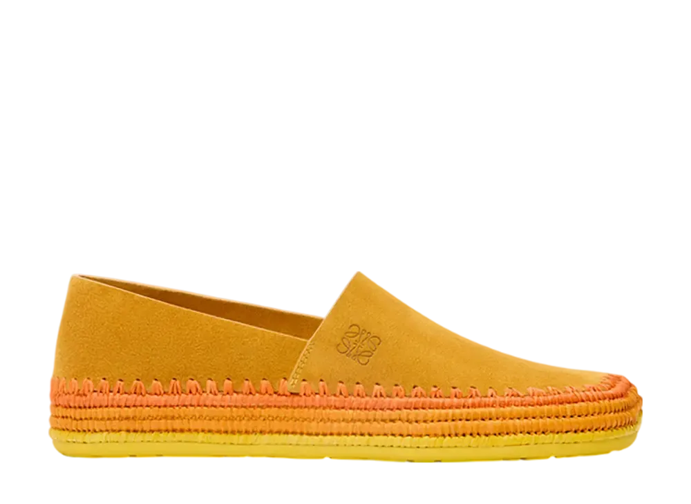 LOEWE Rio Slipper in Suede and rRaffia "Orange"