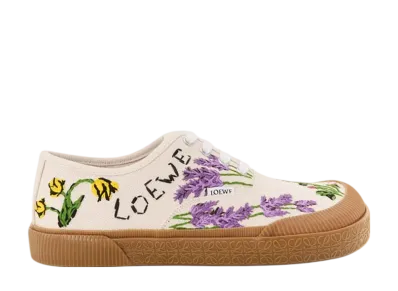 LOEWE Terra Vulca Sneaker in Embroidered Canvas "Cream/Multicolor"