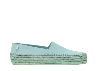 LOEWE Women's Rio Slipper in Suede and Raffia "Light Blue"