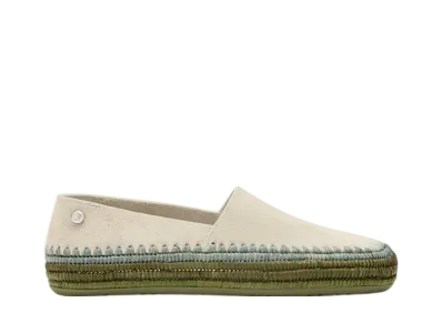 LOEWE Women's Rio Slipper in Suede and Raffia "Light Grey"