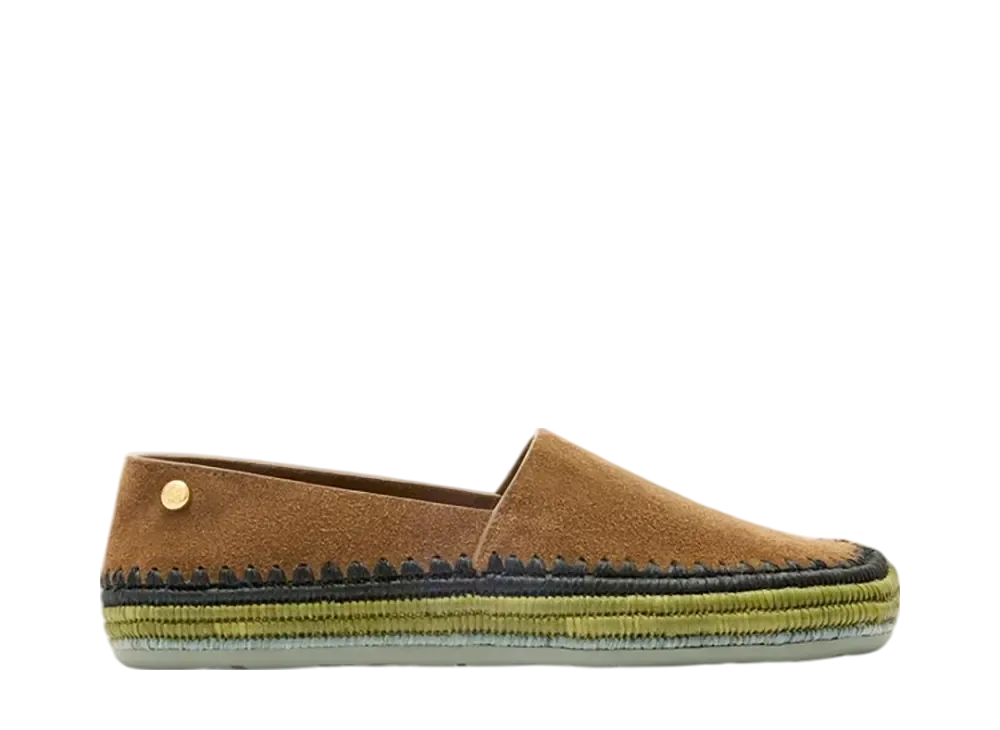 LOEWE Women's Rio slipper in suede and raffia "Brown"