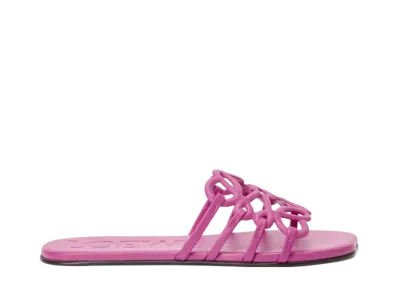 LOEWE Women's Petal Anagram slide in Soft Calfskin "Fuchsia"