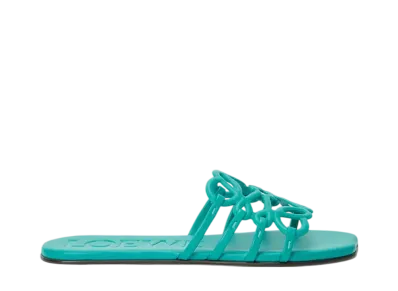 LOEWE Women's Petal Anagram slide in soft calfskin "Turquoise"